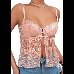 Cream Pink, Cropped, Lingerie Top